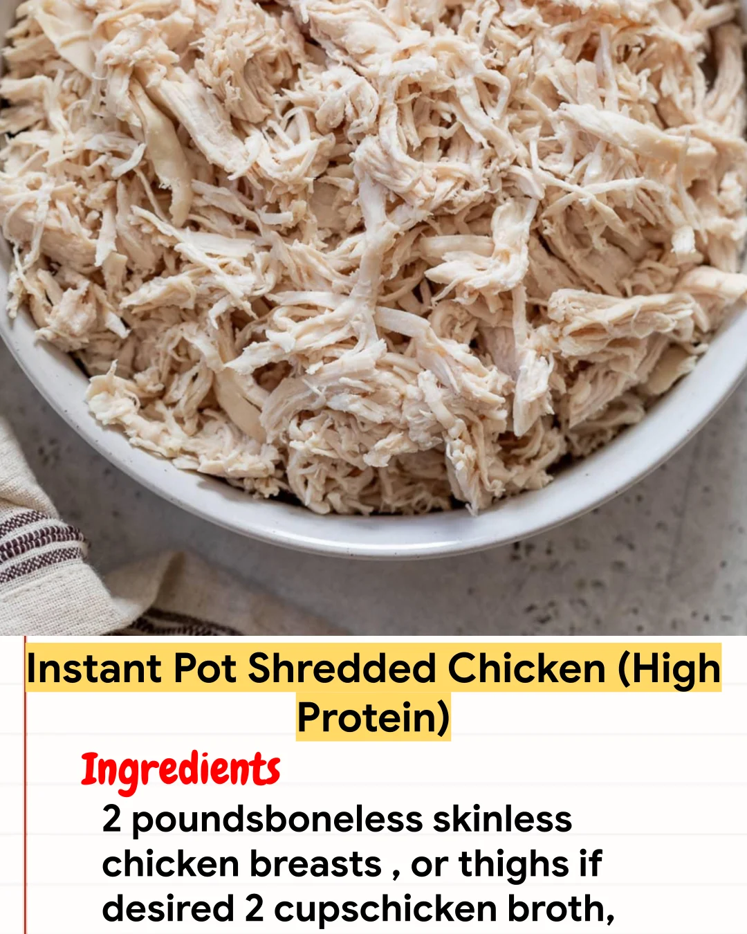 Chicken Recipe Instant Pot Shredded Chicken (High Protein)