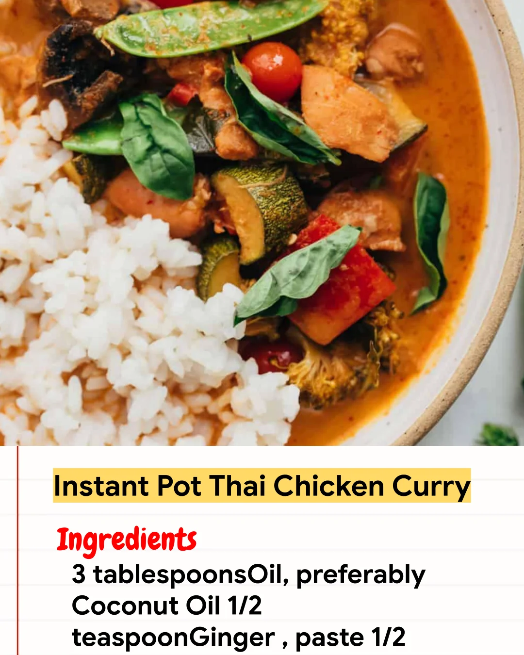Chicken Recipe Instant Pot Thai Chicken Curry
