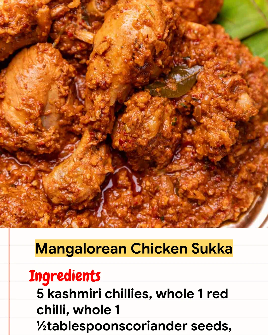 Chicken Recipe Mangalorean Chicken Sukka