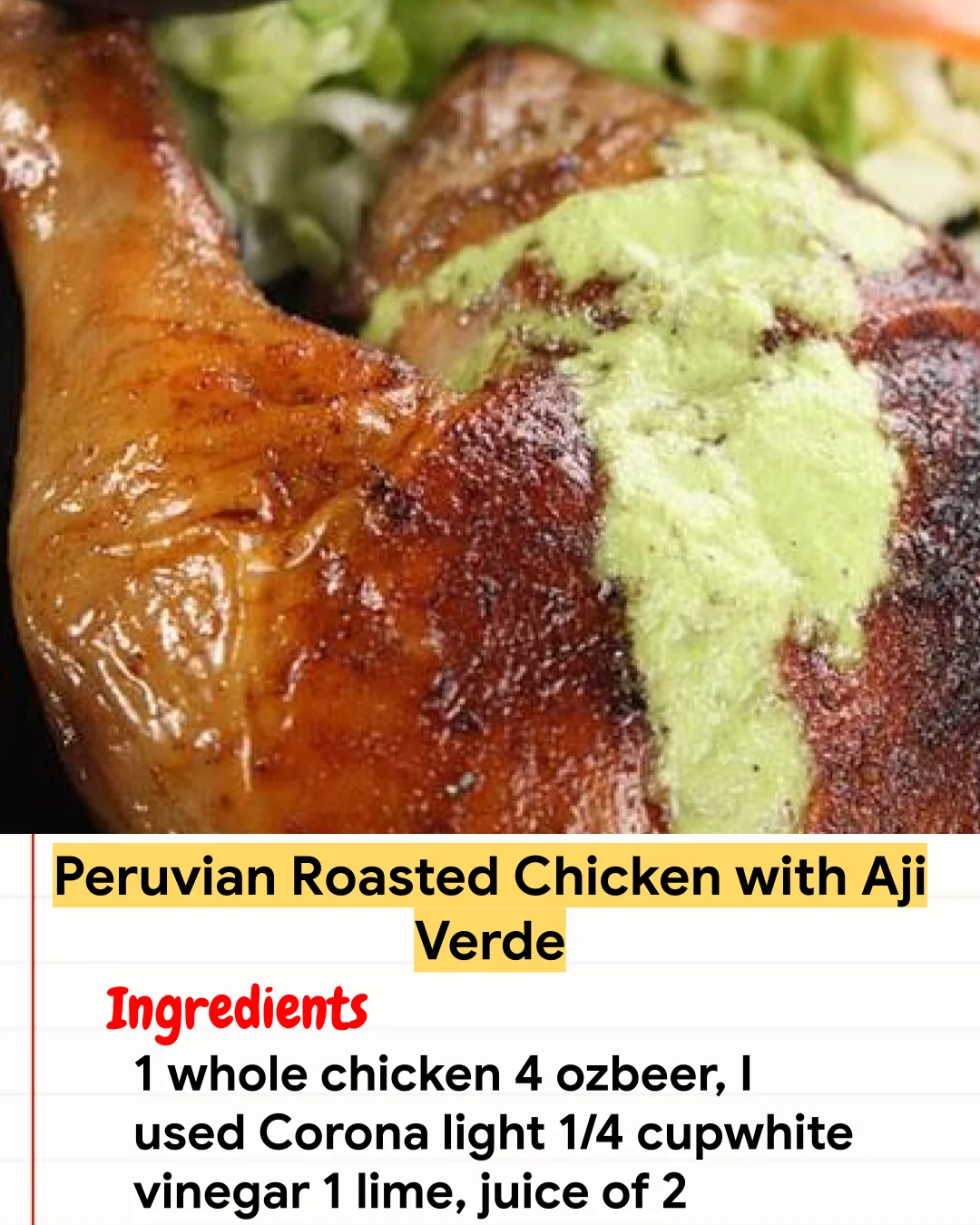 Chicken Recipe Peruvian Roasted Chicken with Aji Verde