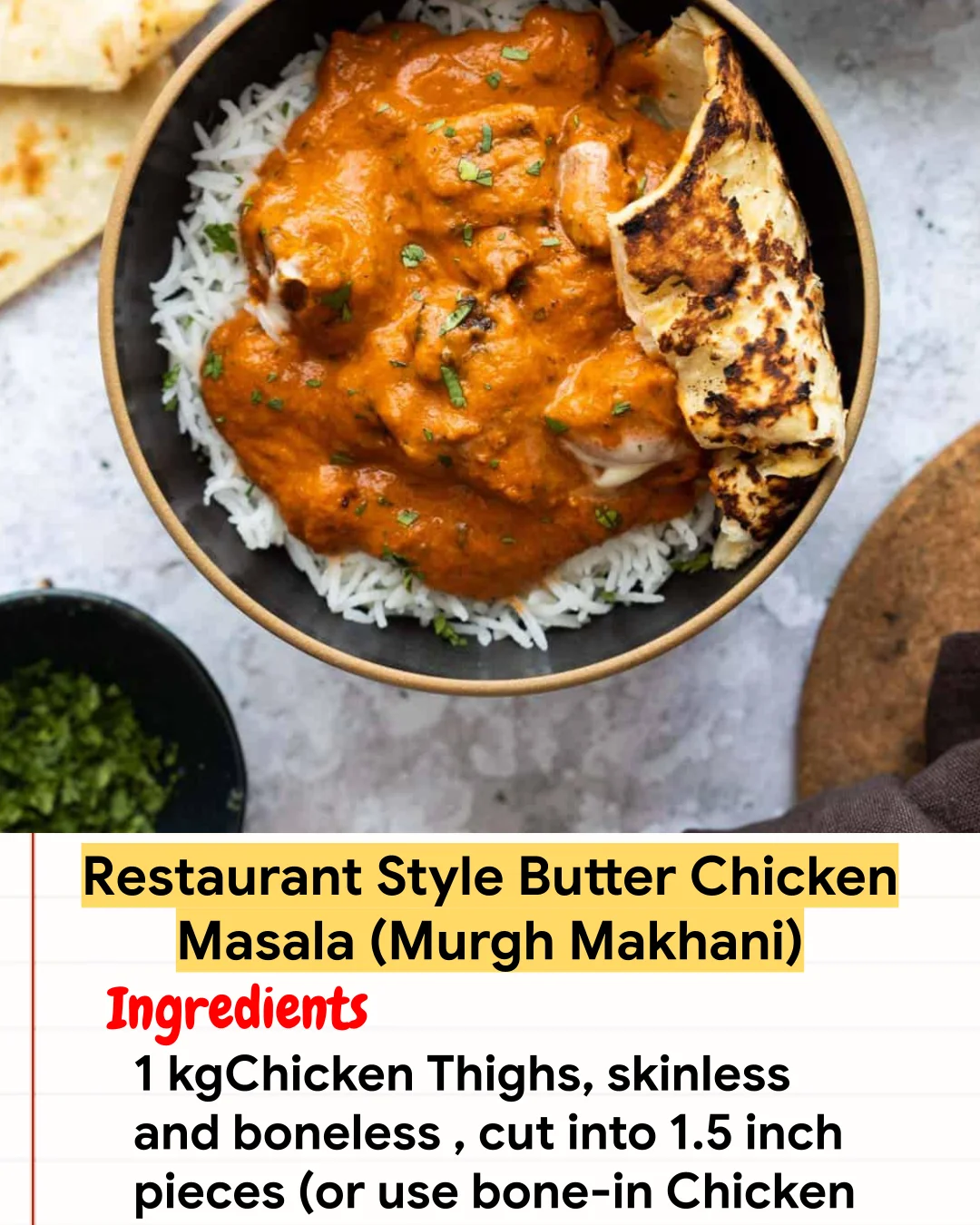 Chicken Recipe Restaurant Style Butter Chicken Masala (Murgh Makhani)