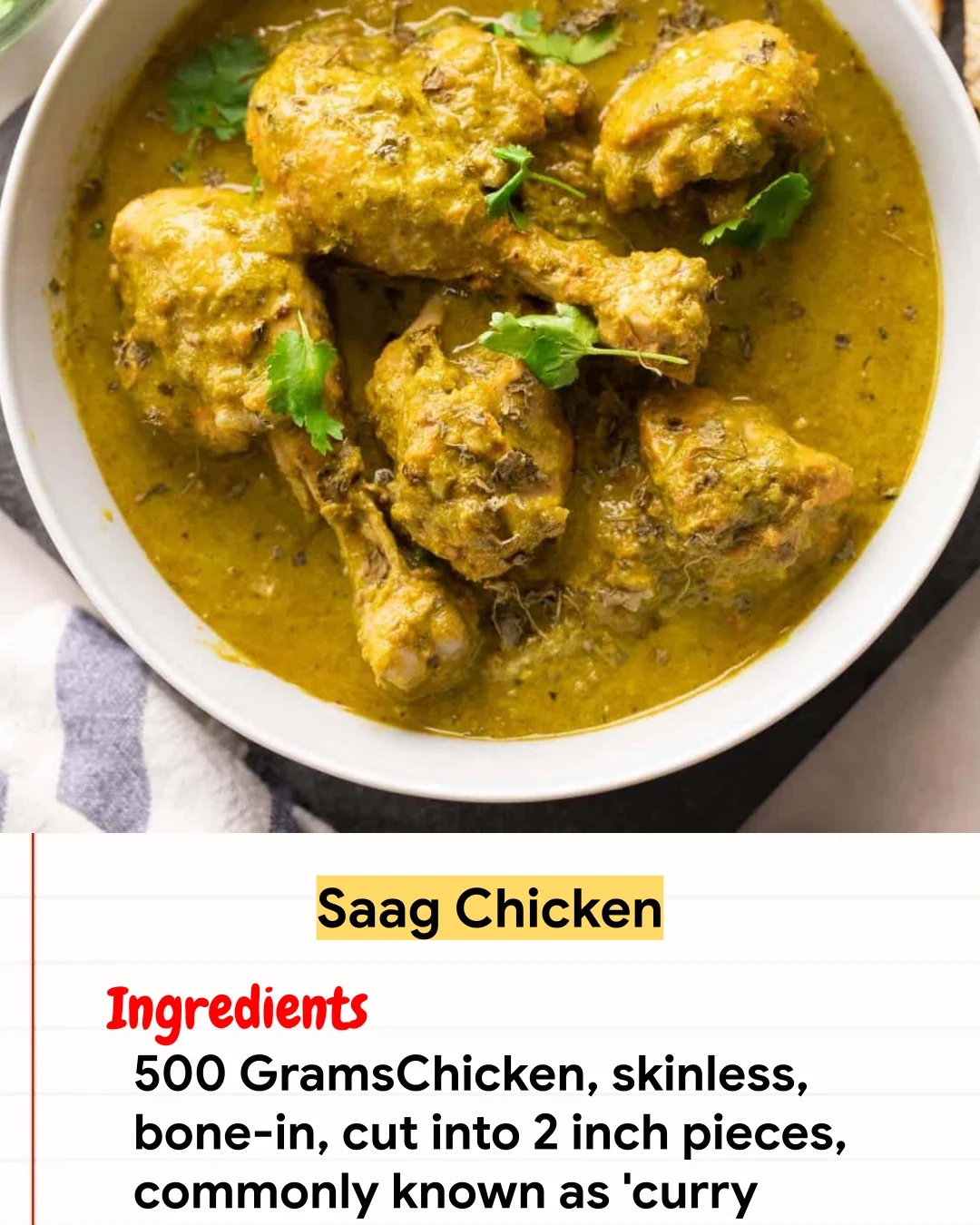 Chicken Recipe Saag Chicken