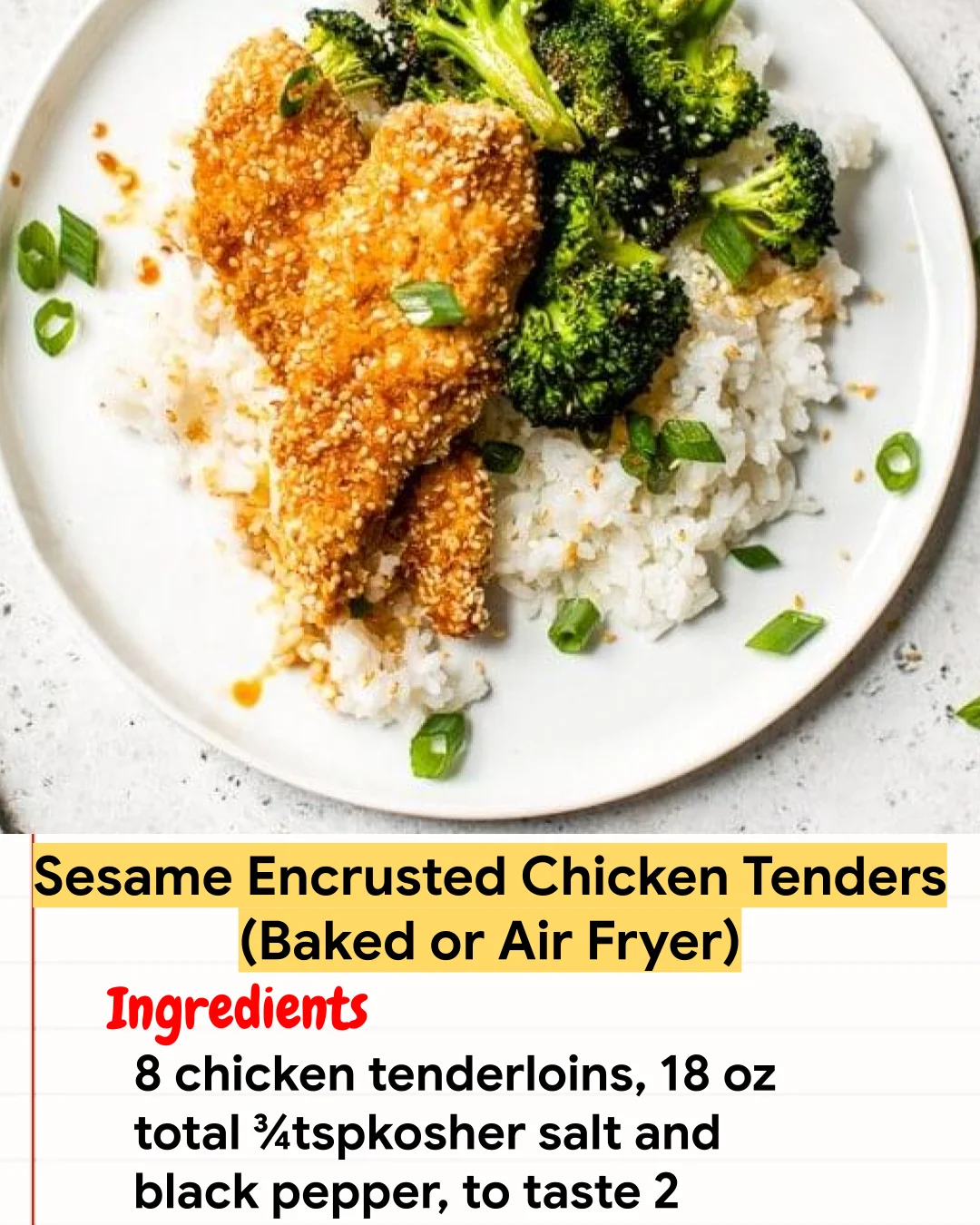 Chicken Recipe Sesame Encrusted Chicken Tenders (Baked or Air Fryer)