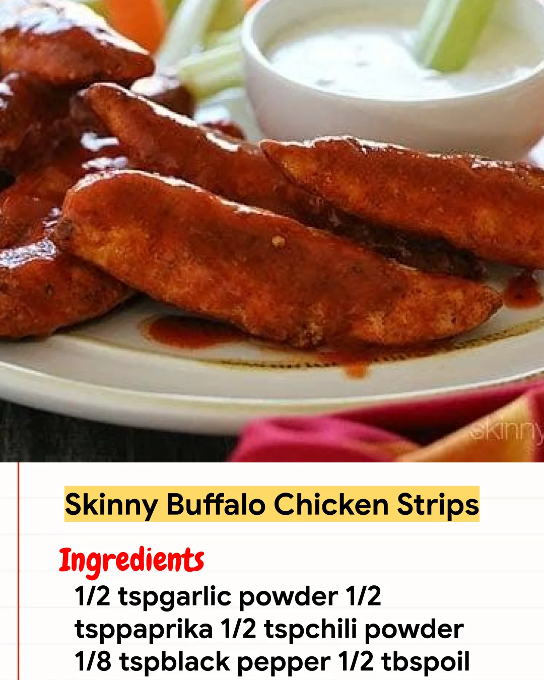 Chicken Recipe Skinny Buffalo Chicken Strips
