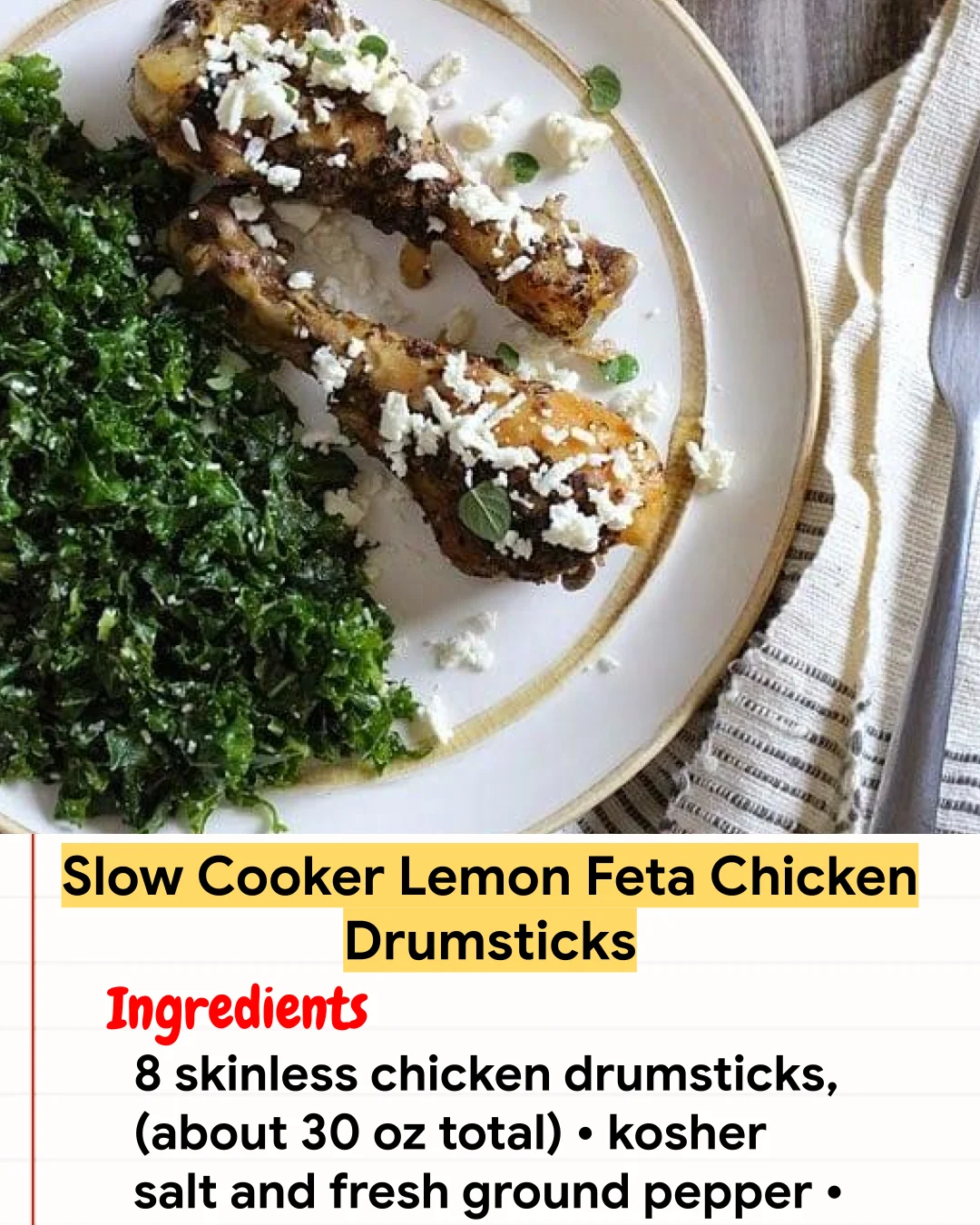 Chicken Recipe Slow Cooker Lemon Feta Chicken Drumsticks