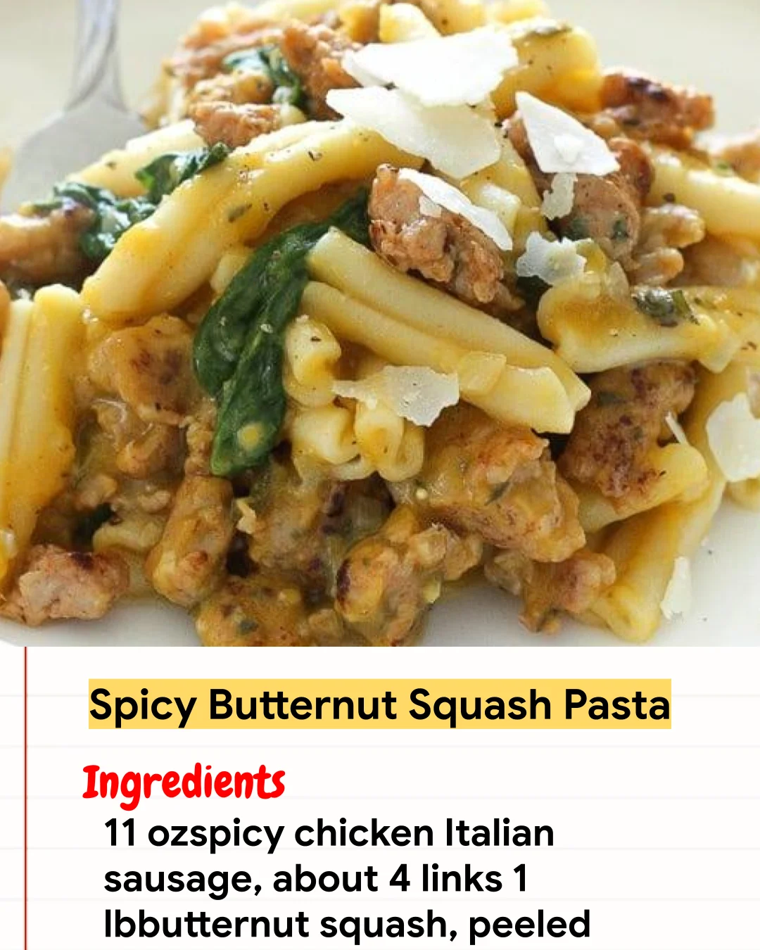 Chicken Recipe Spicy Butternut Squash Pasta