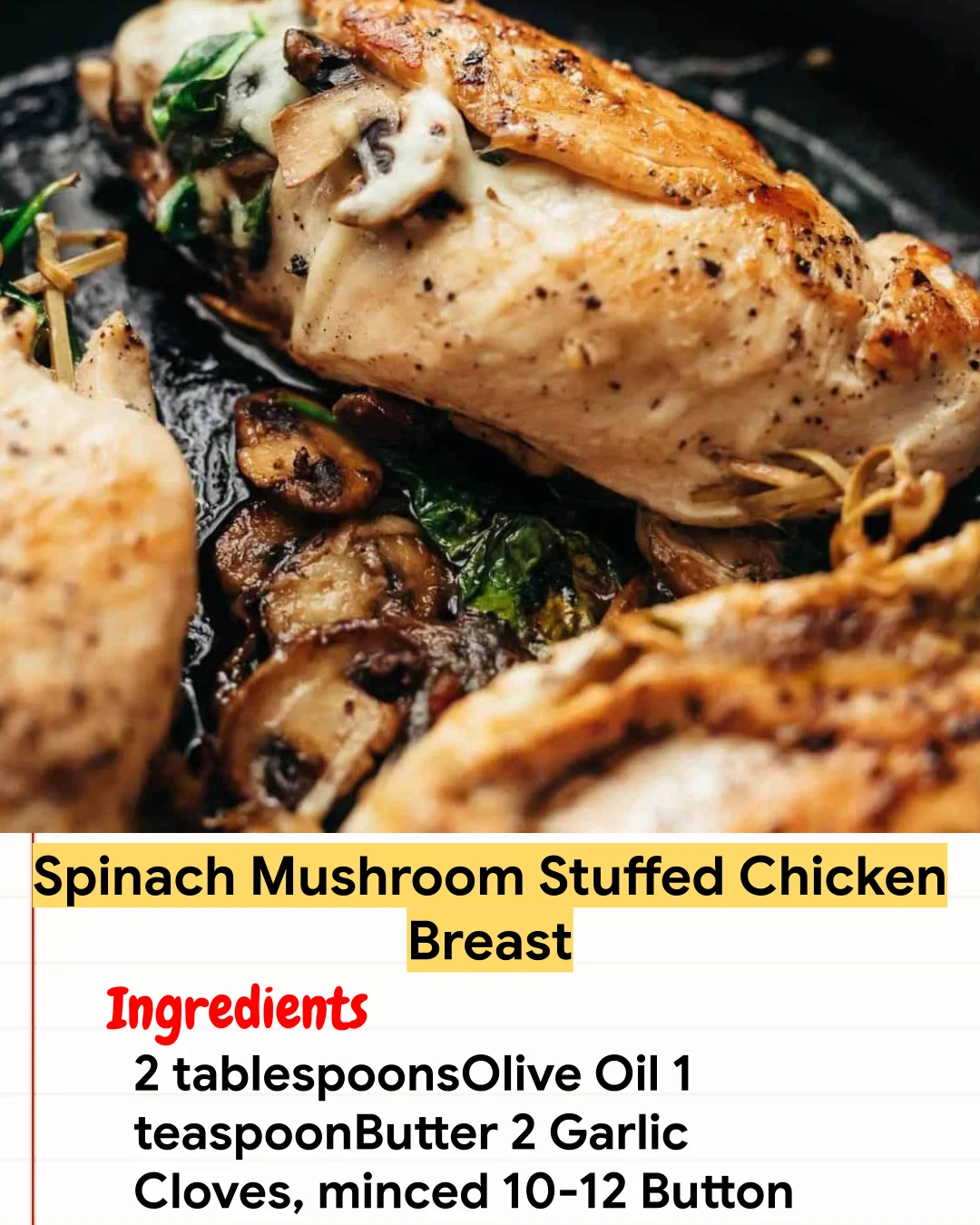 Chicken Recipe Spinach Mushroom Stuffed Chicken Breast