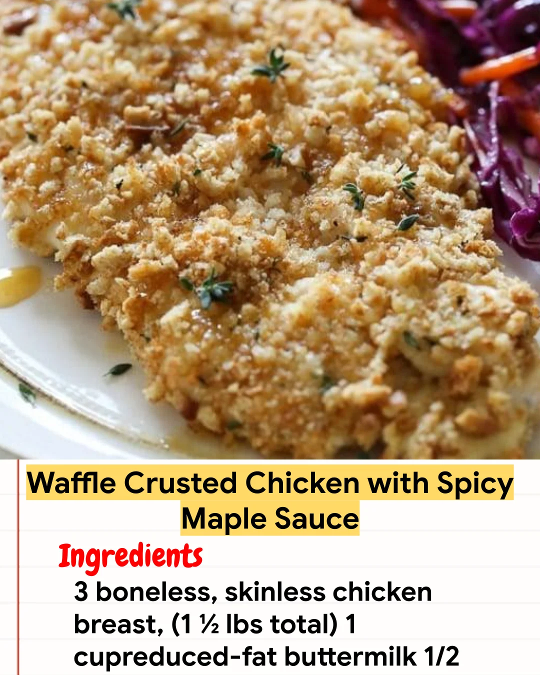 Chicken Recipe Waffle Crusted Chicken with Spicy Maple Sauce