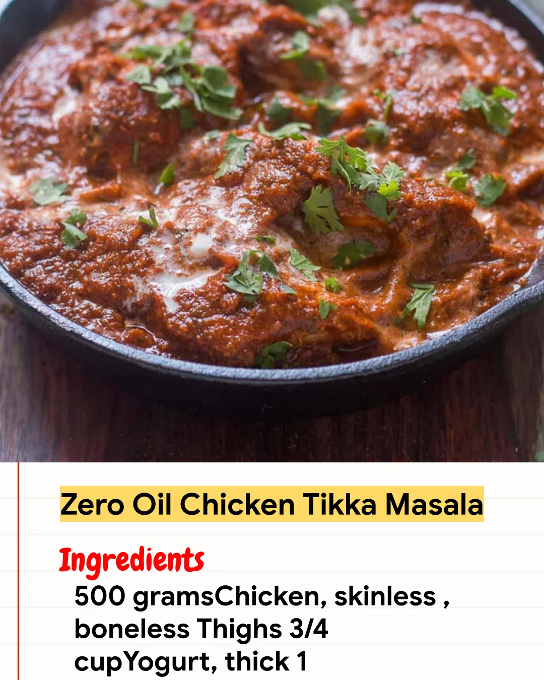Chicken Recipe Zero Oil Chicken Tikka Masala