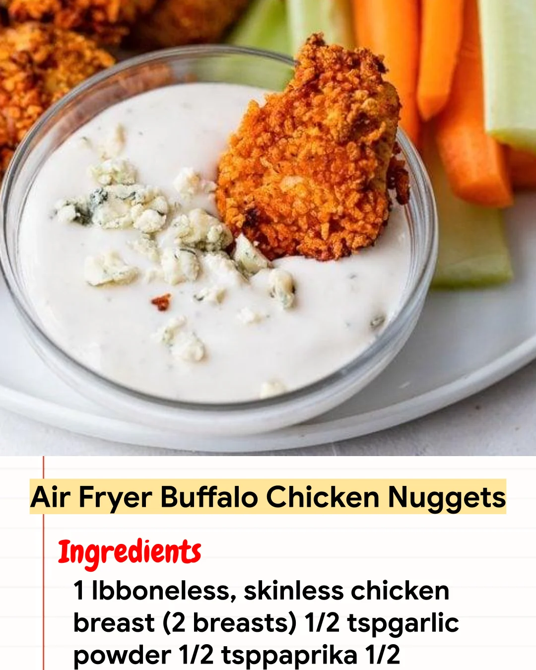High protein Recipe Air Fryer Buffalo Chicken Nuggets
