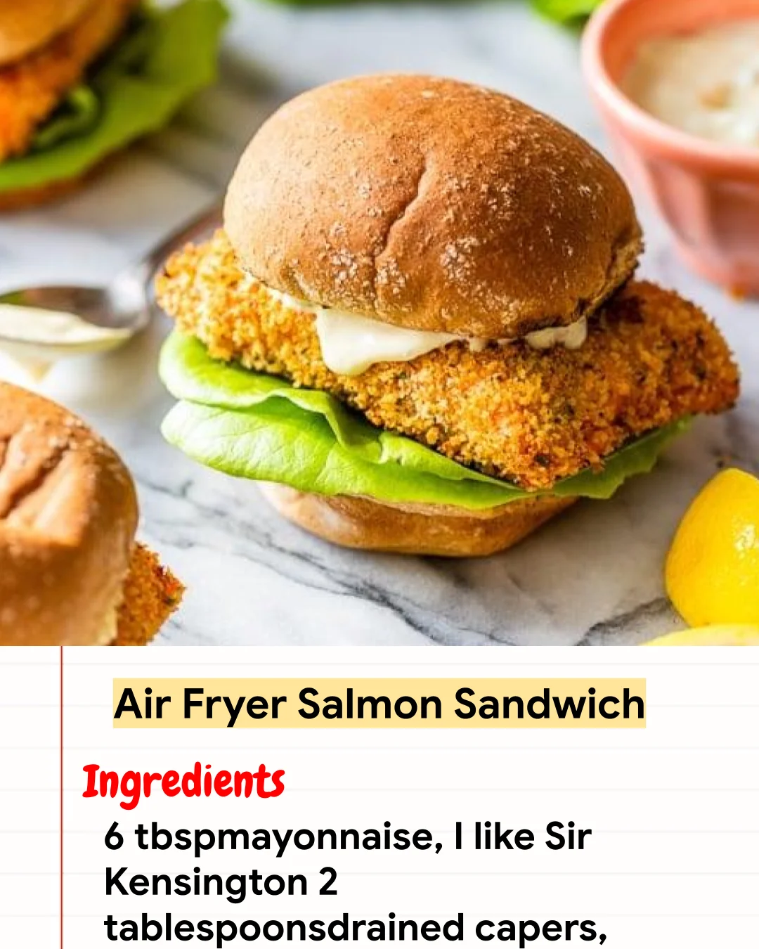High protein Recipe Air Fryer Salmon Sandwich