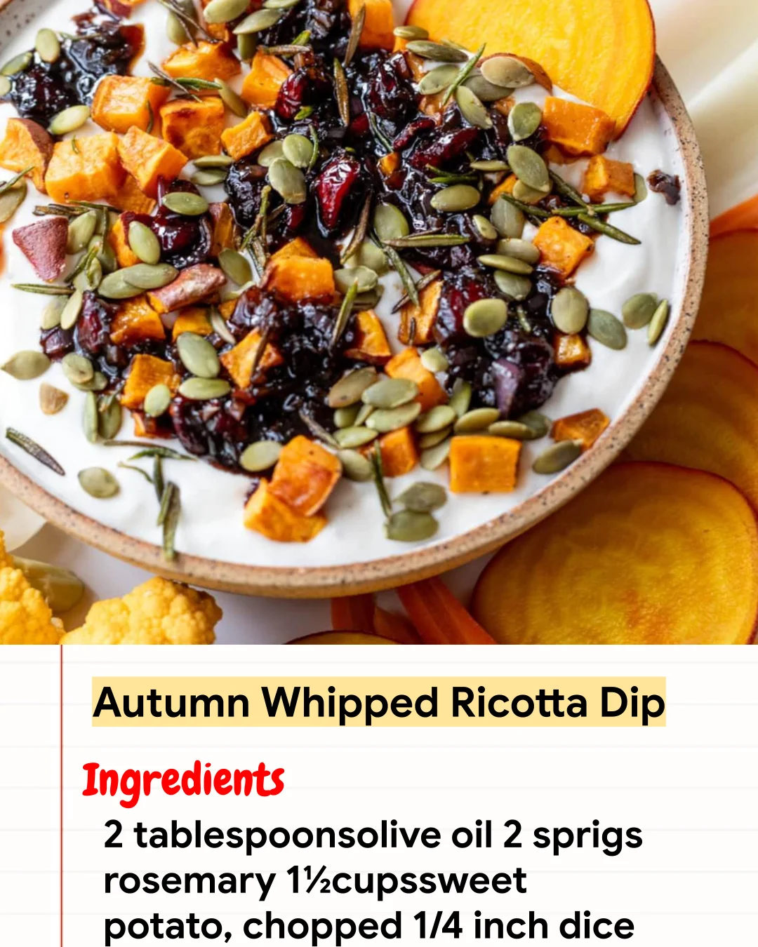 High protein Recipe Autumn Whipped Ricotta Dip