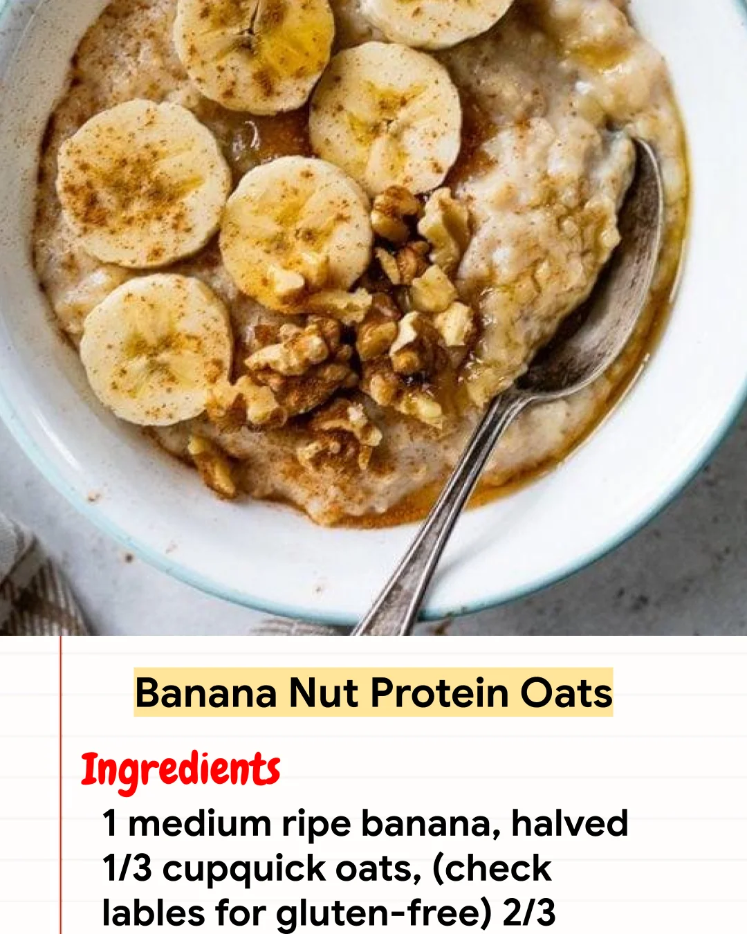High protein Recipe Banana Nut Protein Oats