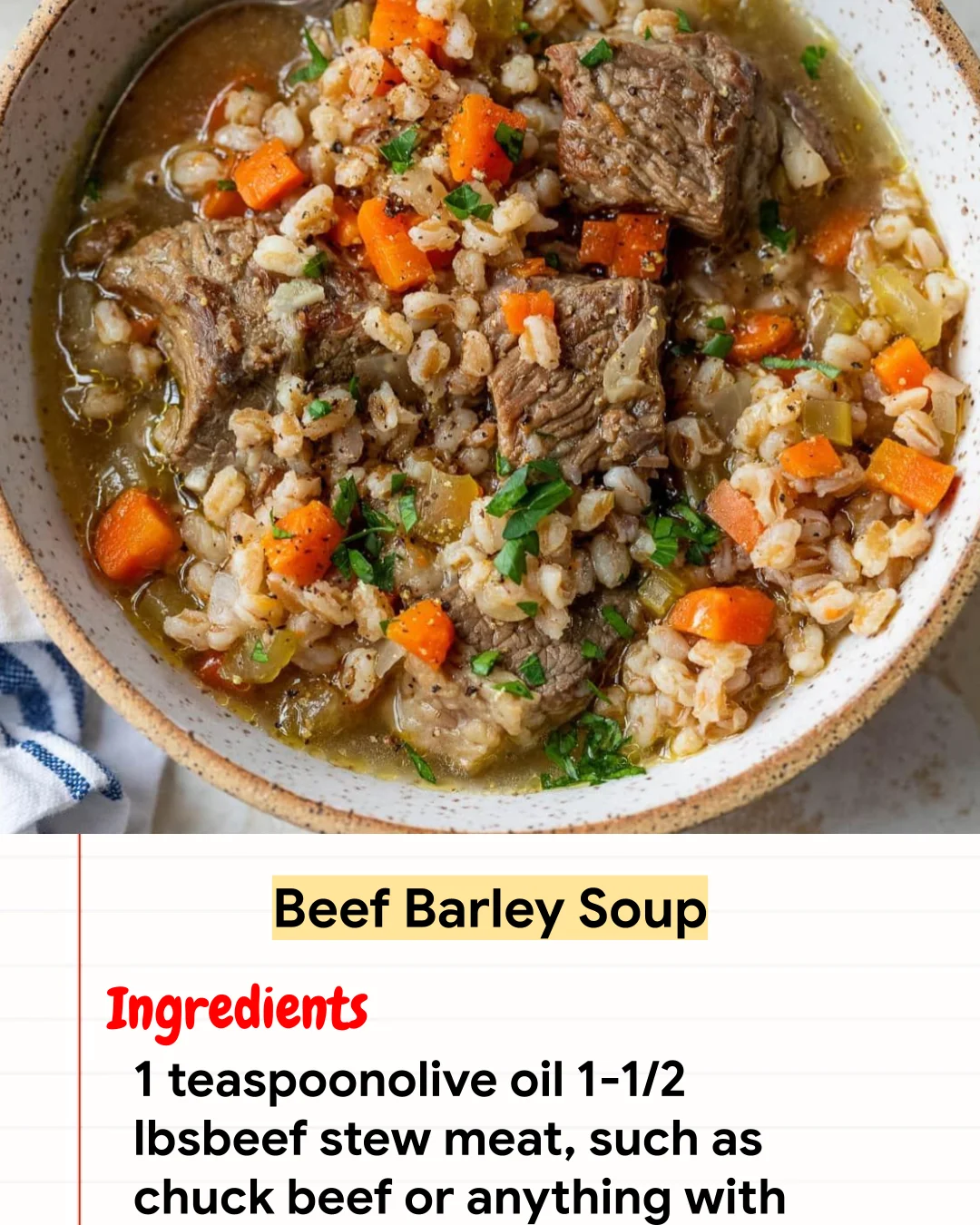 High protein Recipe Beef Barley Soup