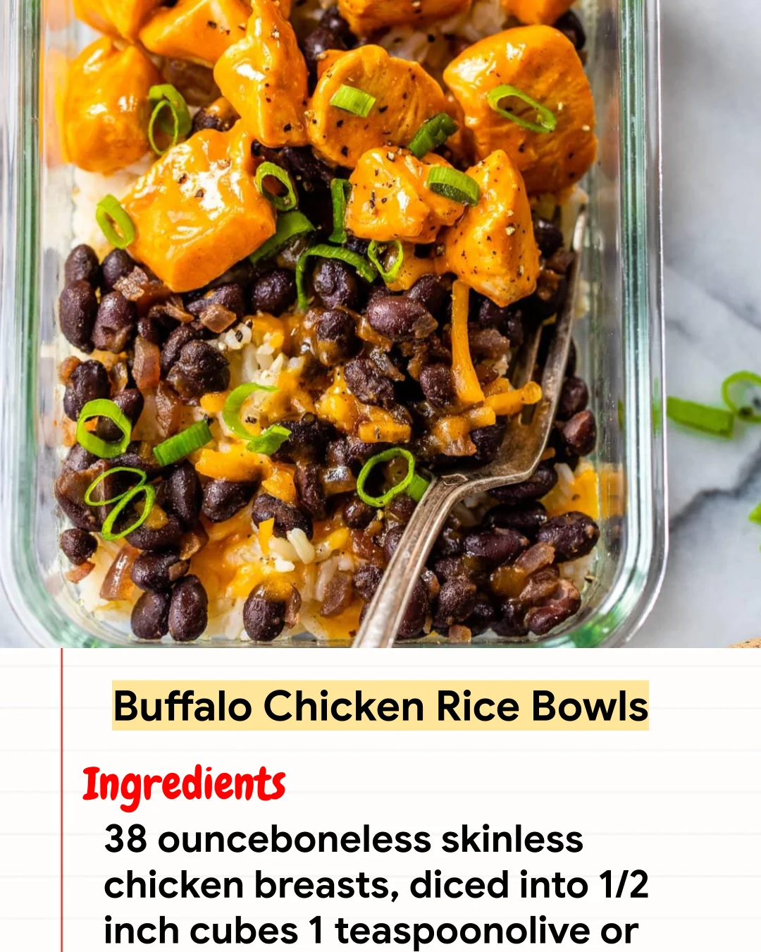 High protein Recipe Buffalo Chicken Rice Bowls