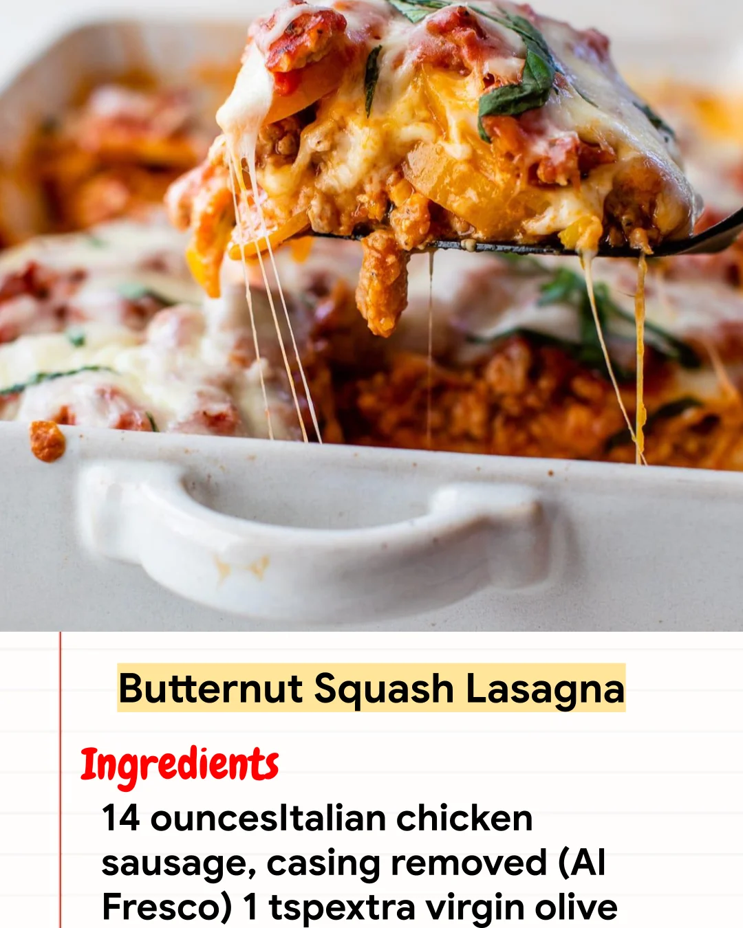 High protein Recipe Butternut Squash Lasagna