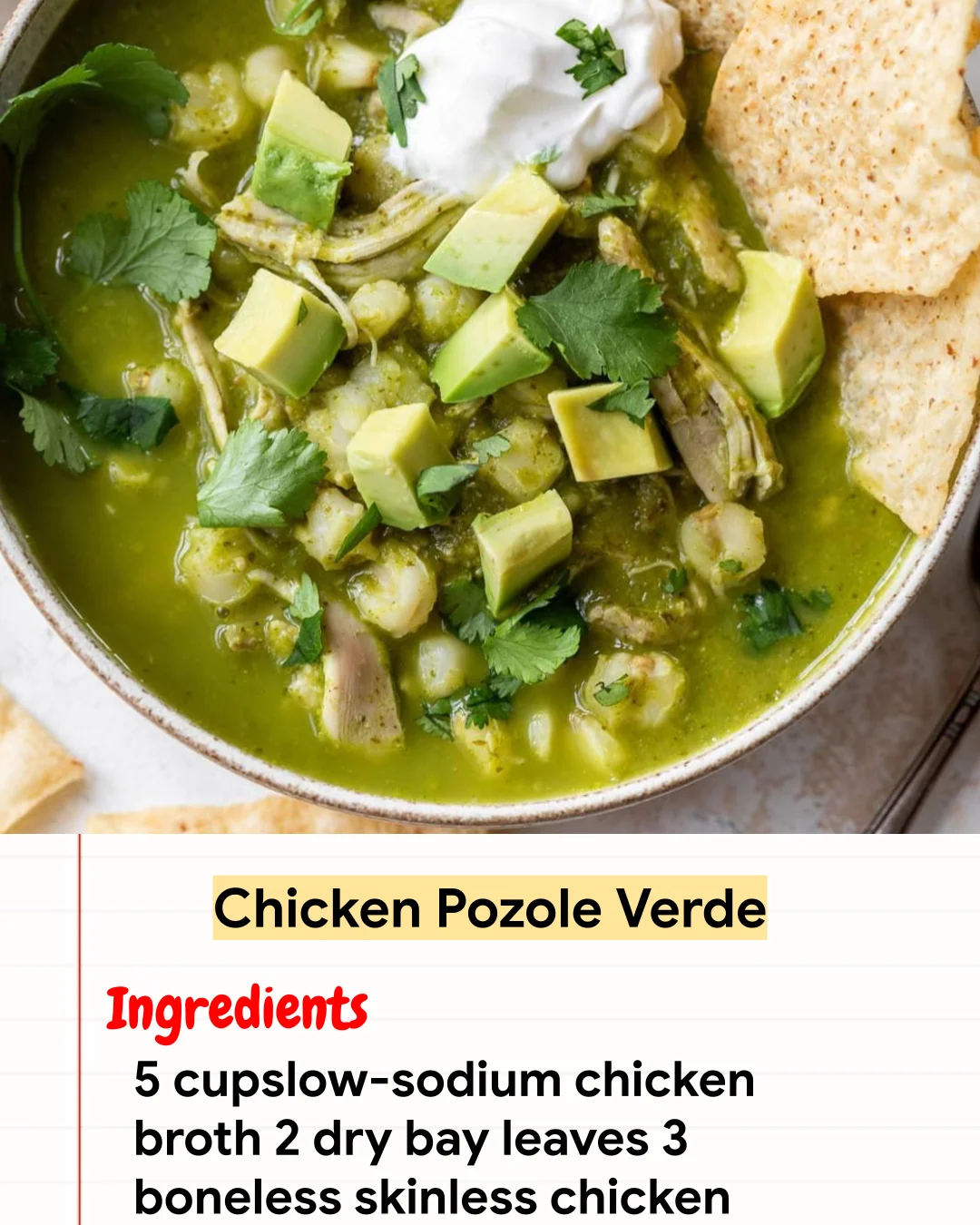 High protein Recipe Chicken Pozole Verde