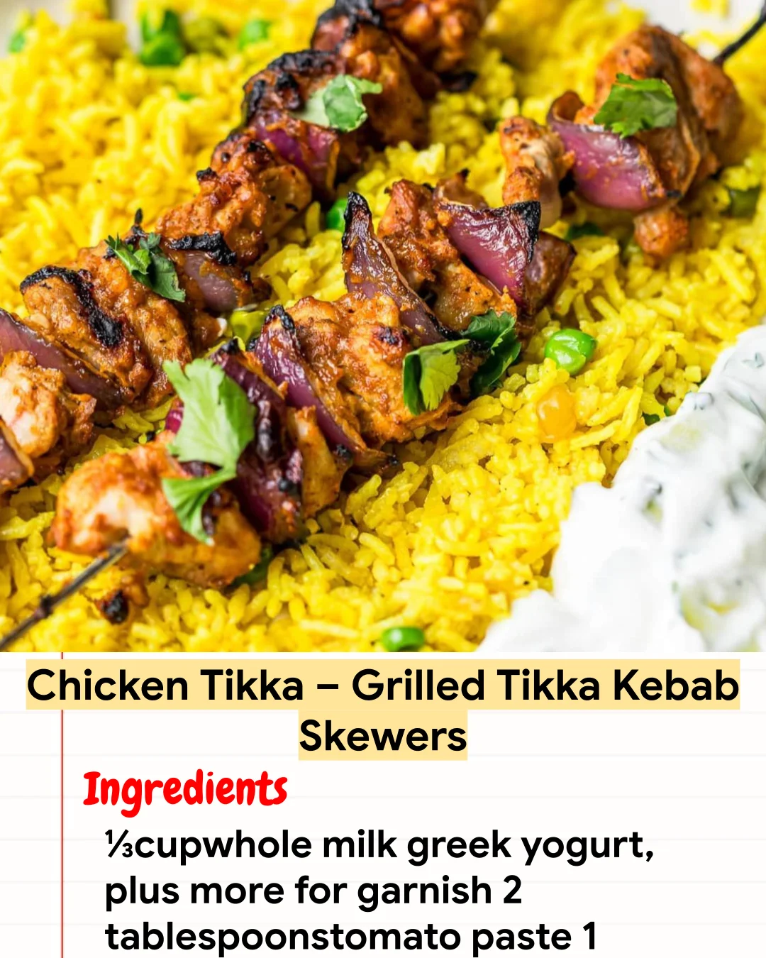 High protein Recipe Chicken Tikka – Grilled Tikka Kebab Skewers