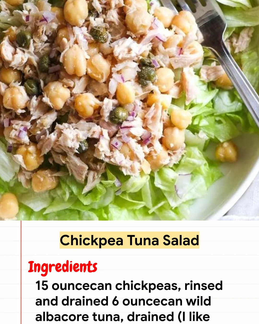 High protein Recipe Chickpea Tuna Salad
