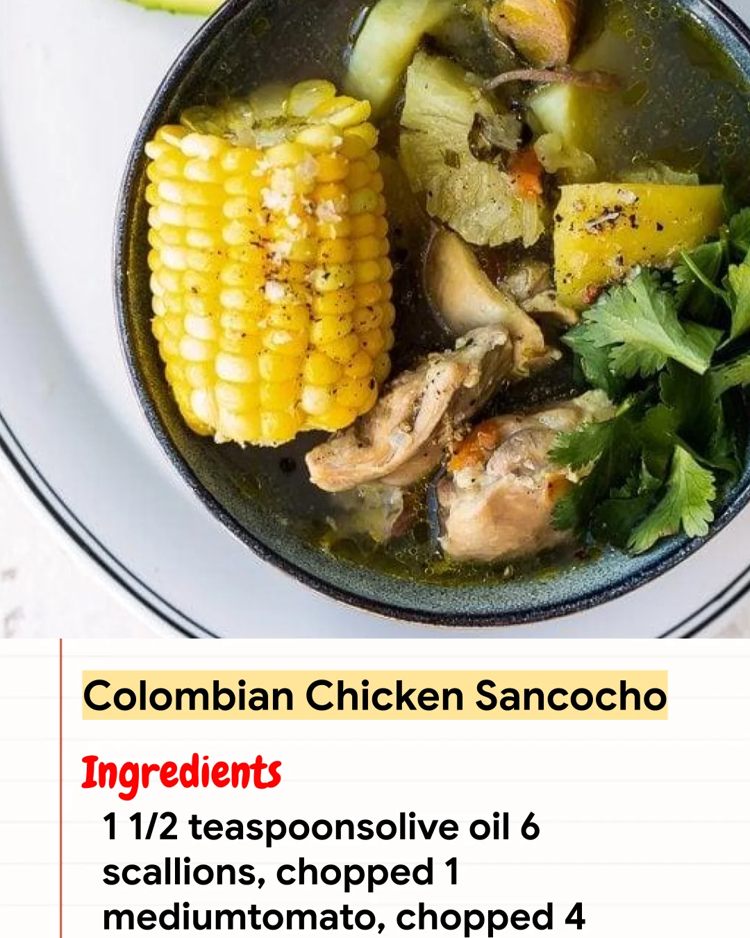 High protein Recipe Colombian Chicken Sancocho