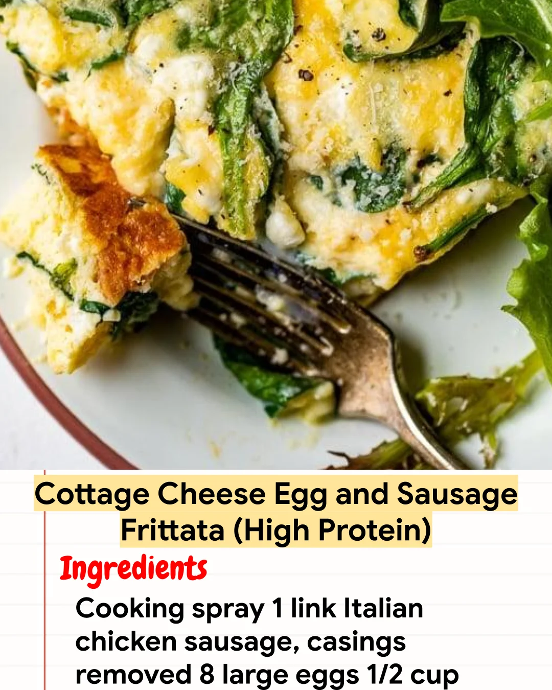 High protein Recipe Cottage Cheese Egg and Sausage Frittata (High Protein)