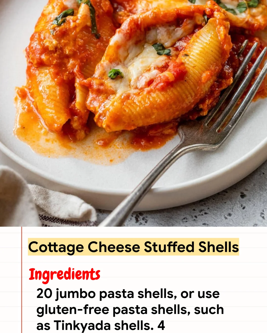 High protein Recipe Cottage Cheese Stuffed Shells