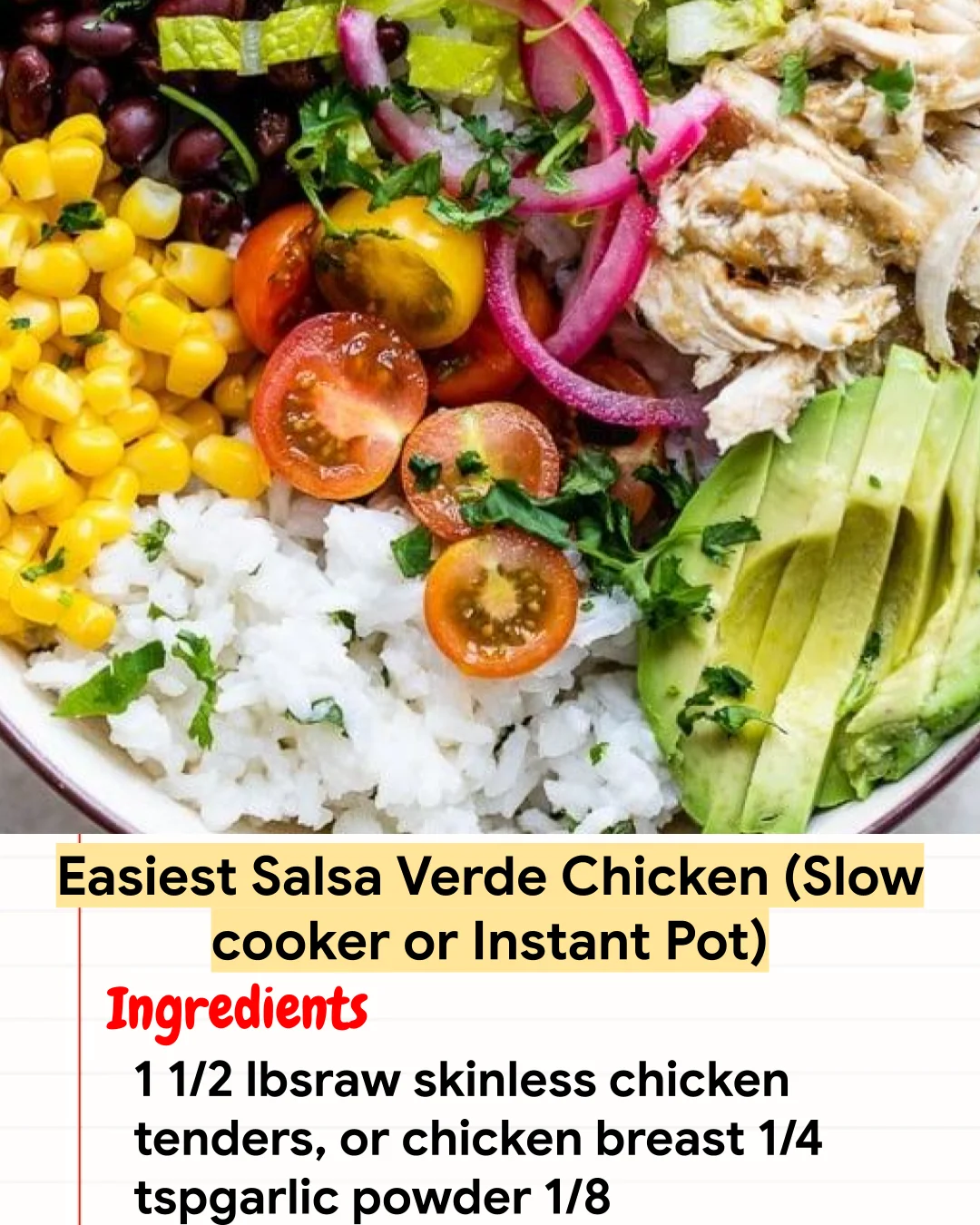 High protein Recipe Easiest Salsa Verde Chicken (Slow cooker or Instant Pot)