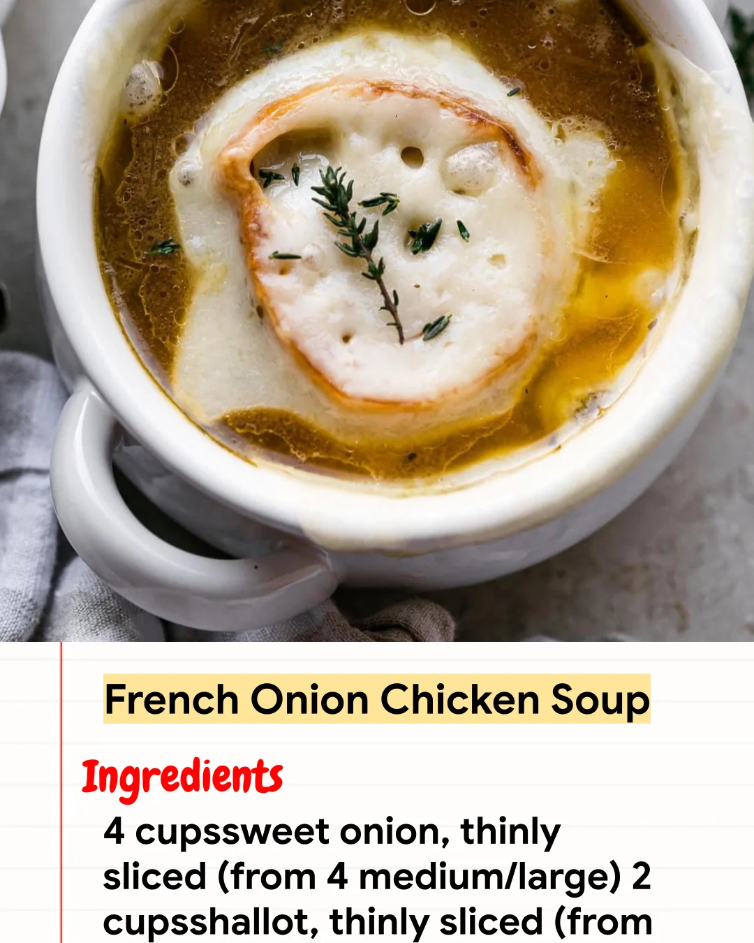 High protein Recipe French Onion Chicken Soup