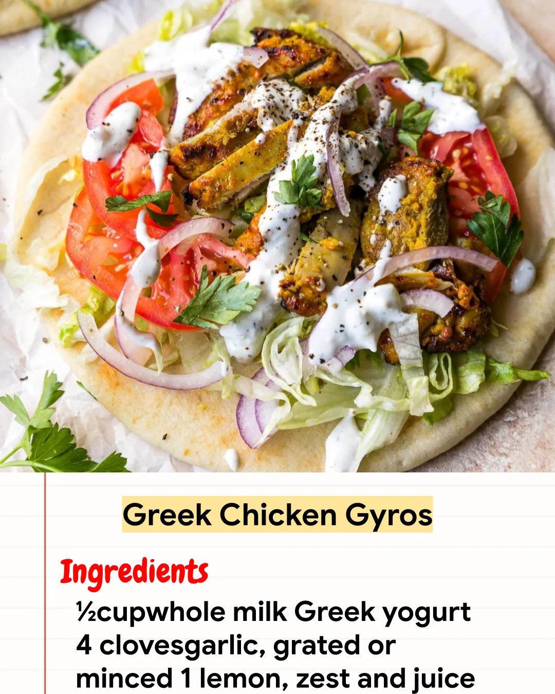 High protein Recipe Greek Chicken Gyros