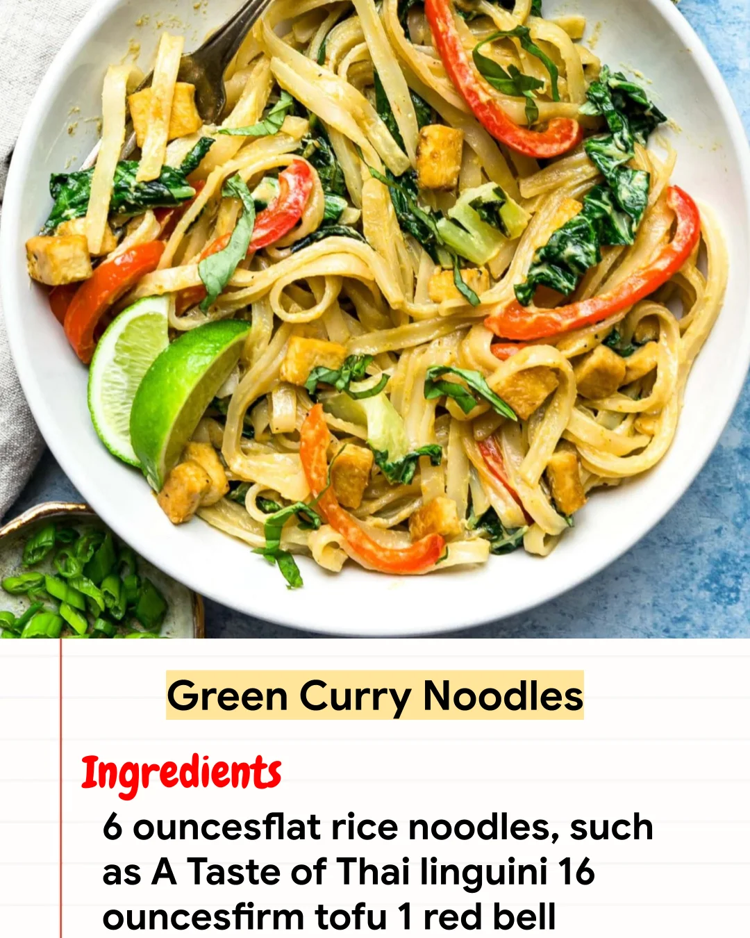 High protein Recipe Green Curry Noodles