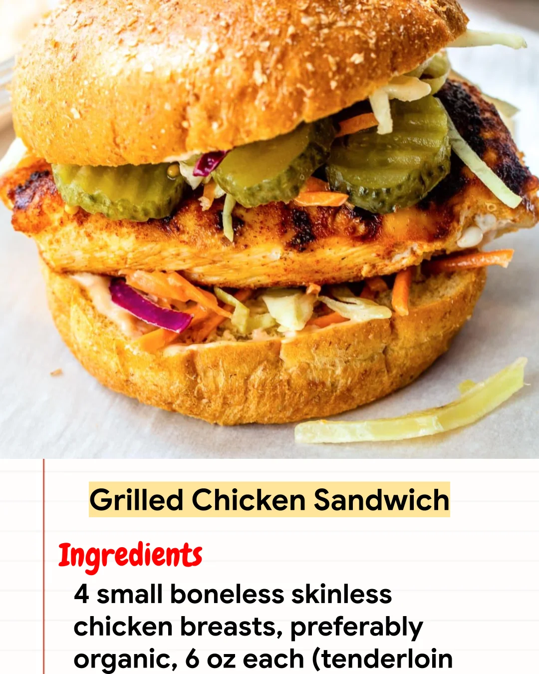 High protein Recipe Grilled Chicken Sandwich