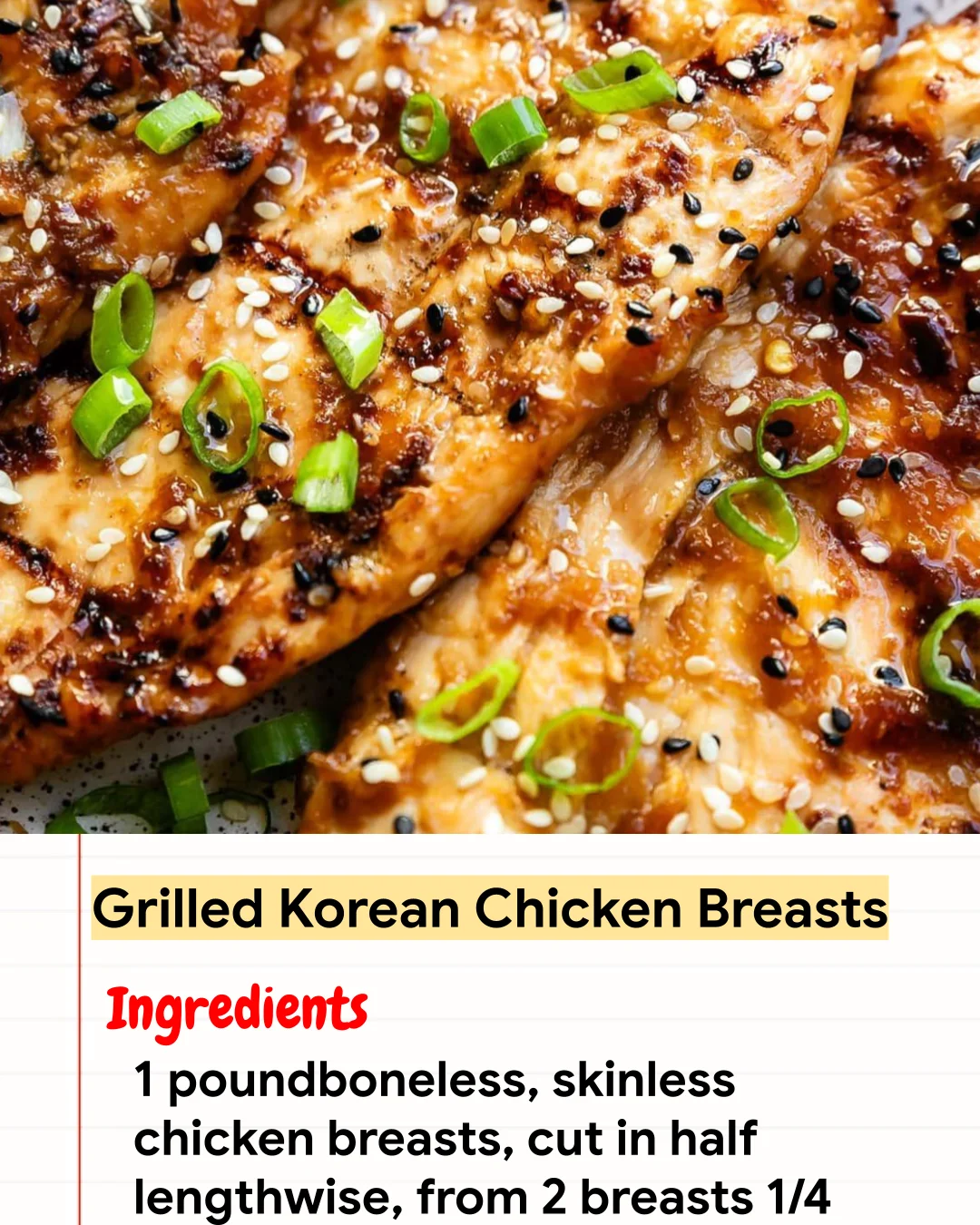 High protein Recipe Grilled Korean Chicken Breasts