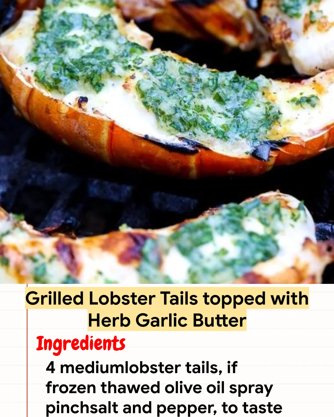 High protein Recipe Grilled Lobster Tails topped with Herb Garlic Butter