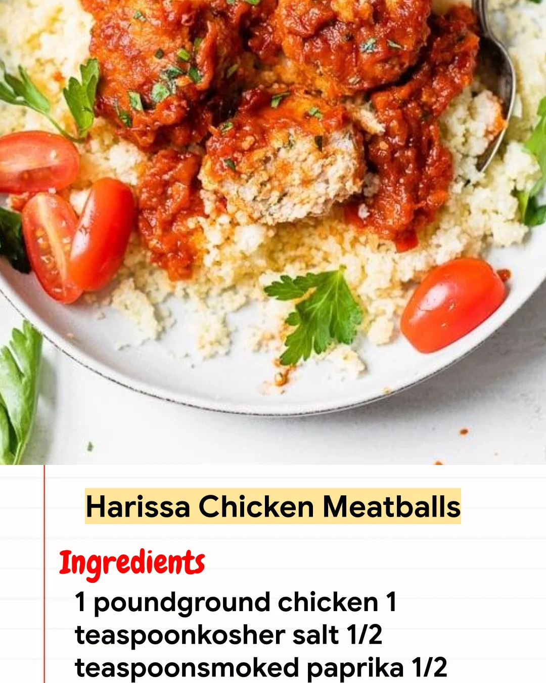 High protein Recipe Harissa Chicken Meatballs