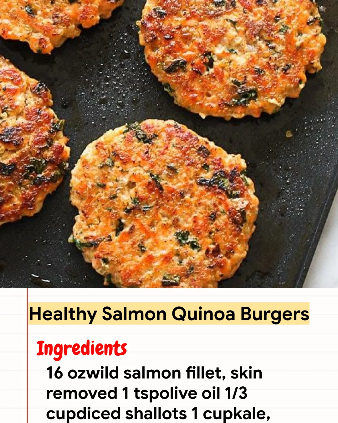 High protein Recipe Healthy Salmon Quinoa Burgers