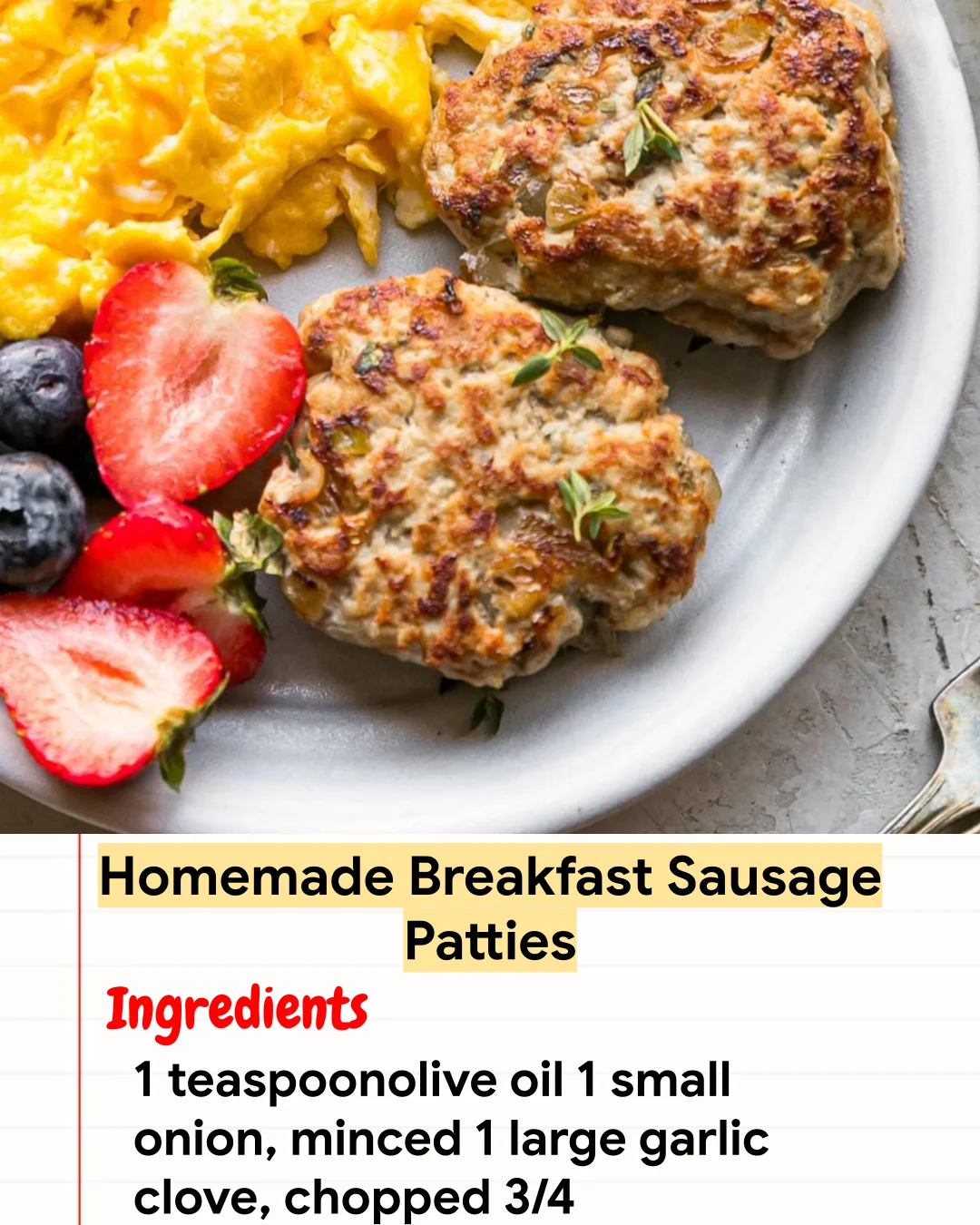 High protein Recipe Homemade Breakfast Sausage Patties