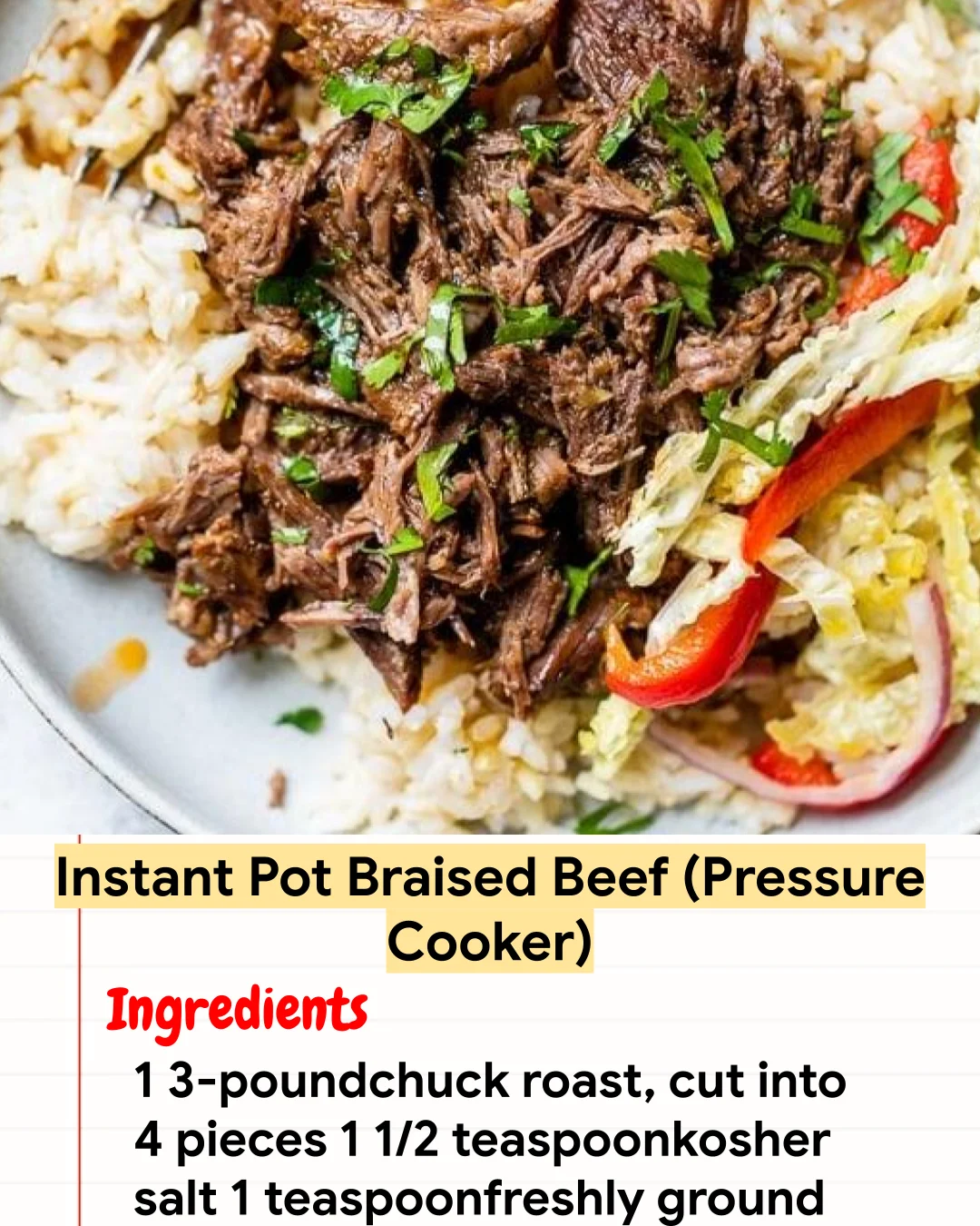 High protein Recipe Instant Pot Braised Beef (Pressure Cooker)