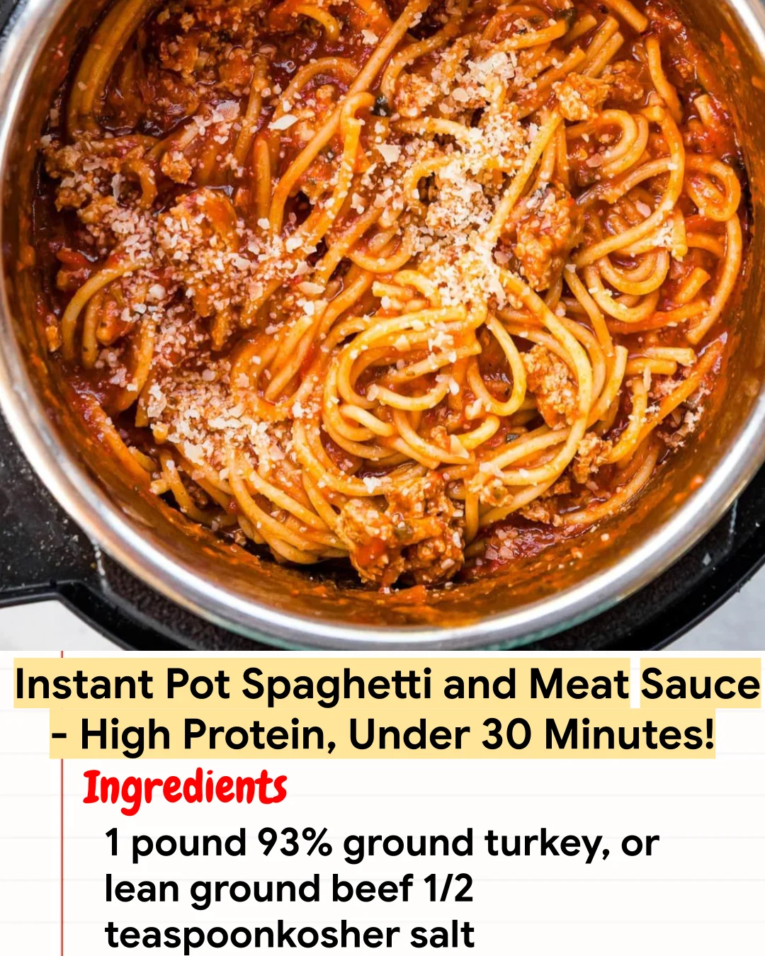 High protein Recipe Instant Pot Spaghetti and Meat Sauce – High Protein, Under 30 Minutes!