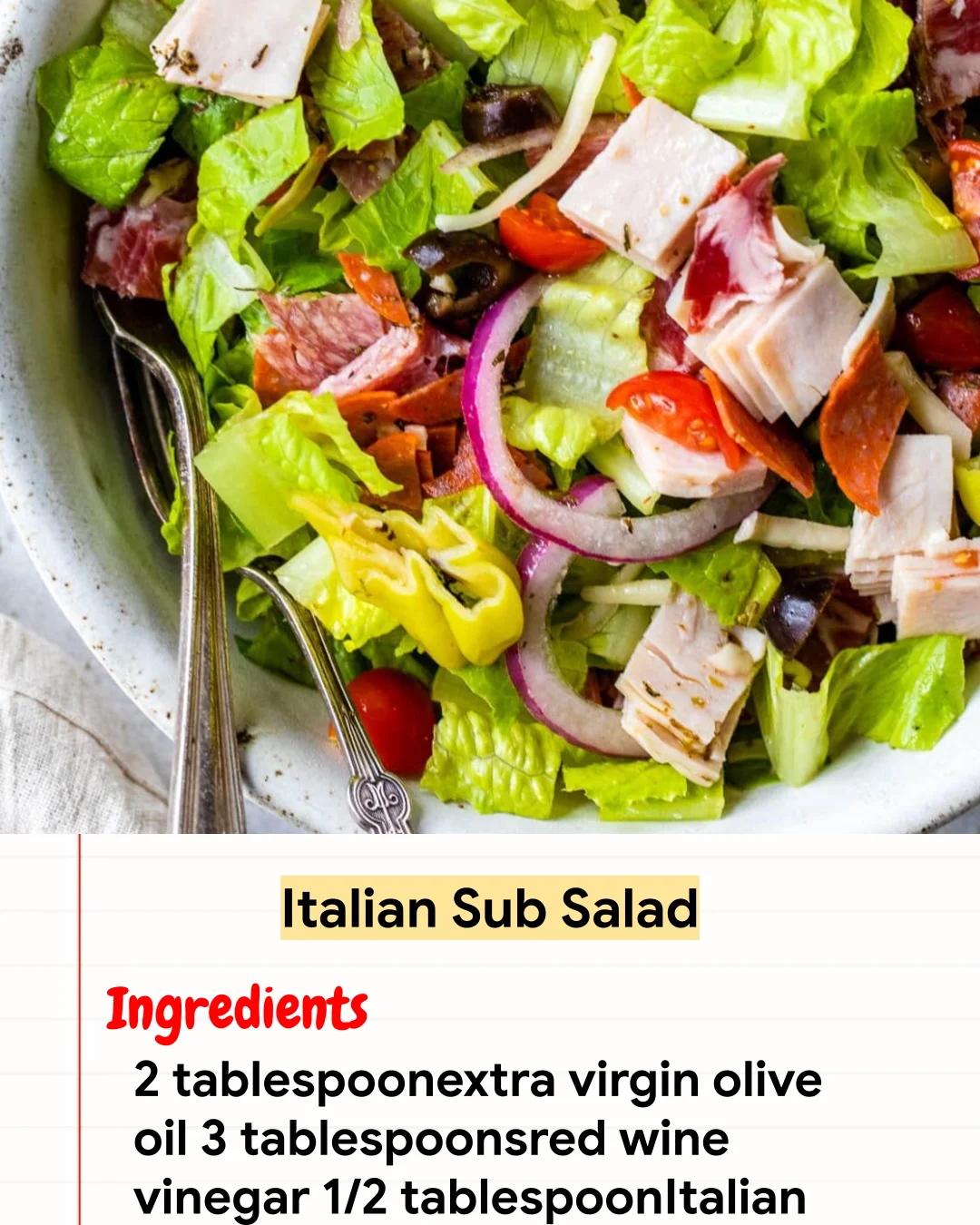 High protein Recipe Italian Sub Salad