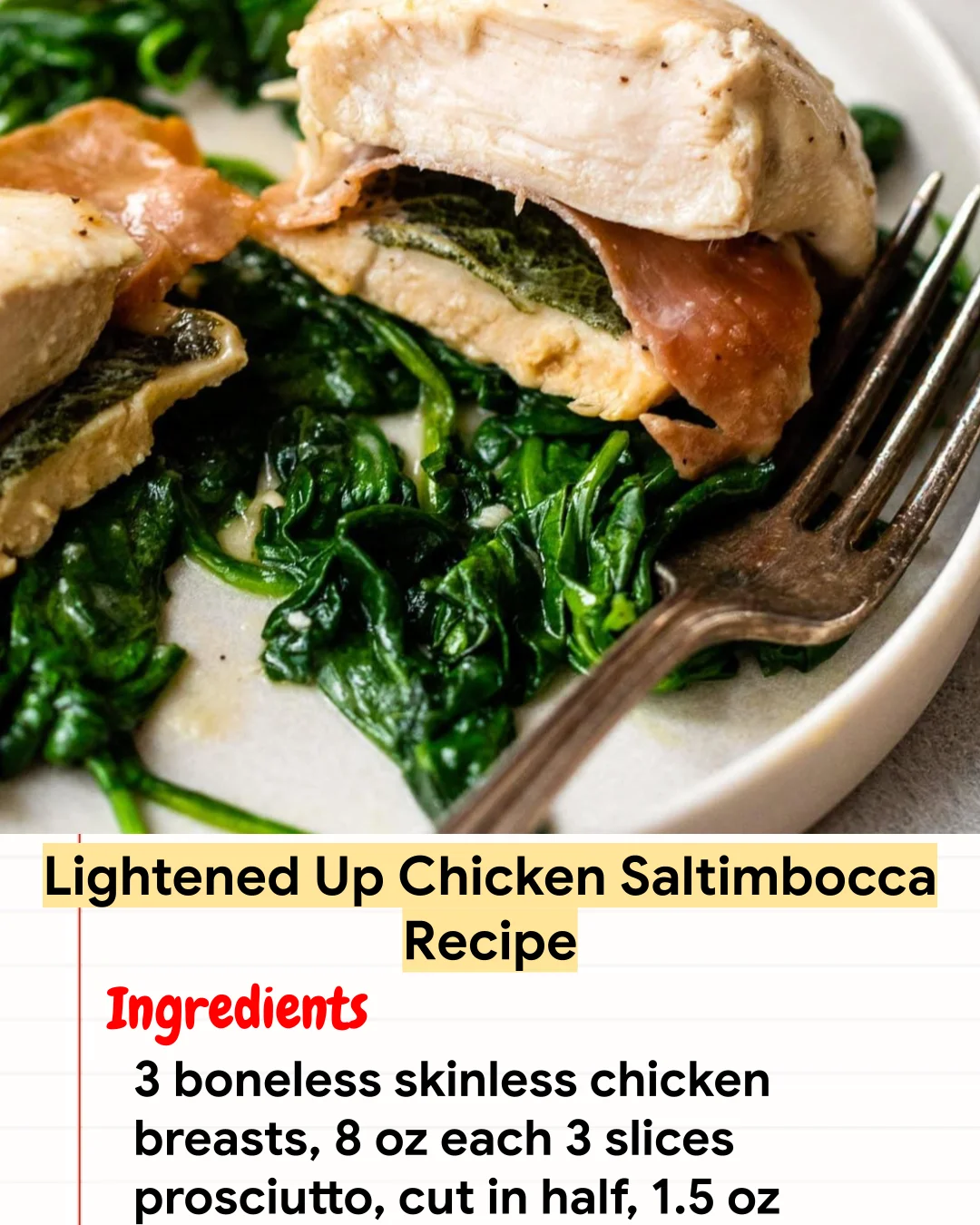 High protein Recipe Lightened Up Chicken Saltimbocca Recipe