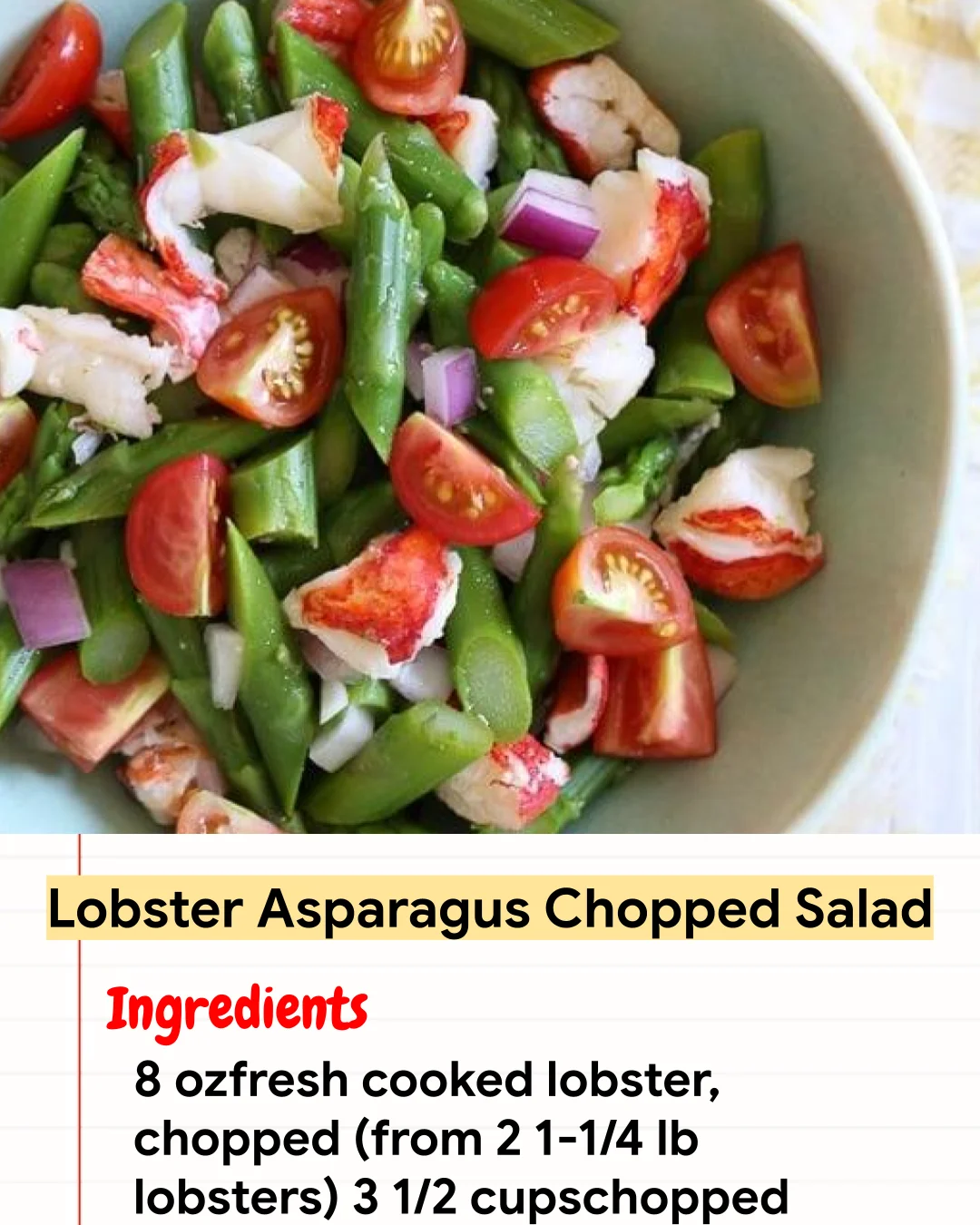 High protein Recipe Lobster Asparagus Chopped Salad