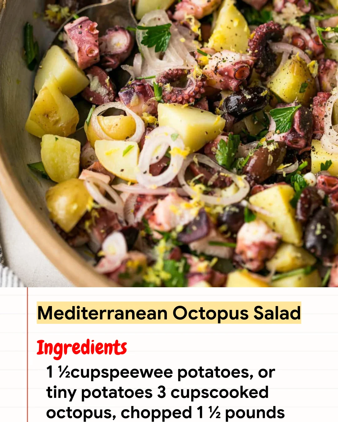 High protein Recipe Mediterranean Octopus Salad
