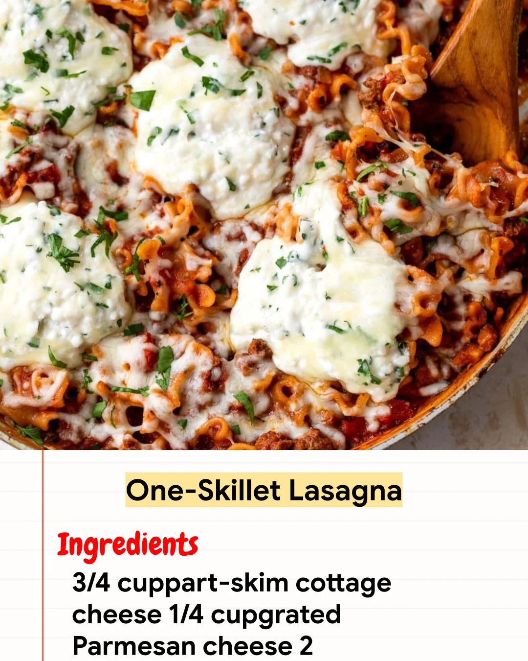 High protein Recipe One-Skillet Lasagna