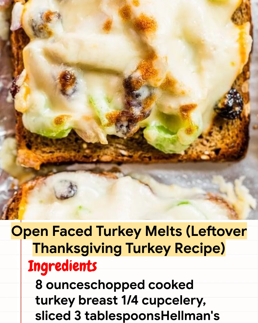 High protein Recipe Open Faced Turkey Melts (Leftover Thanksgiving Turkey Recipe)