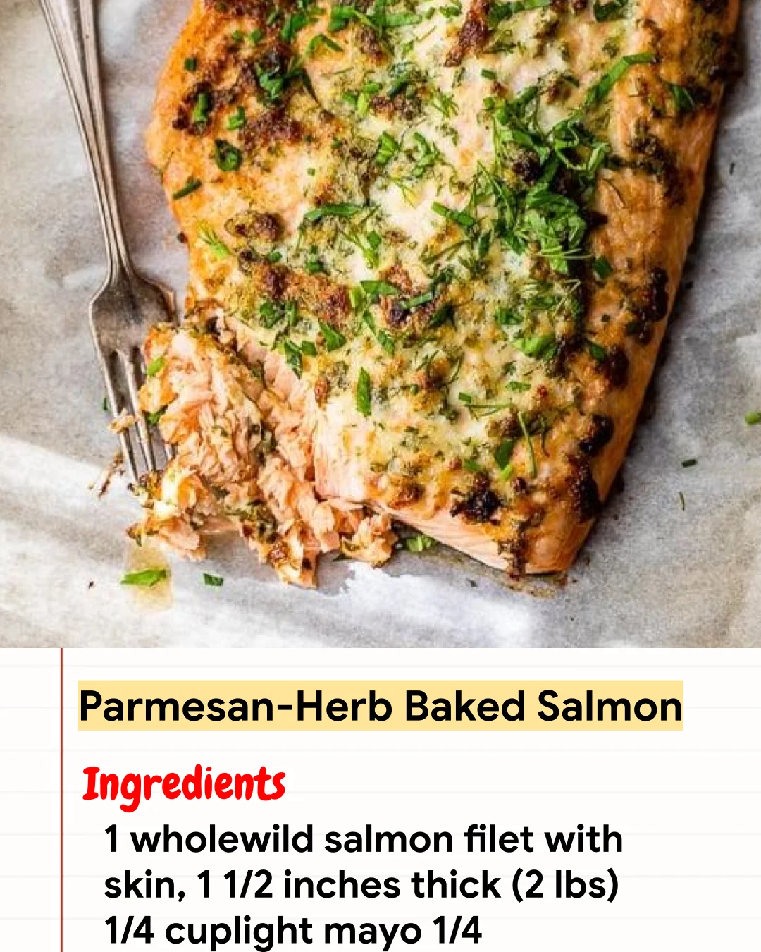 High protein Recipe Parmesan-Herb Baked Salmon