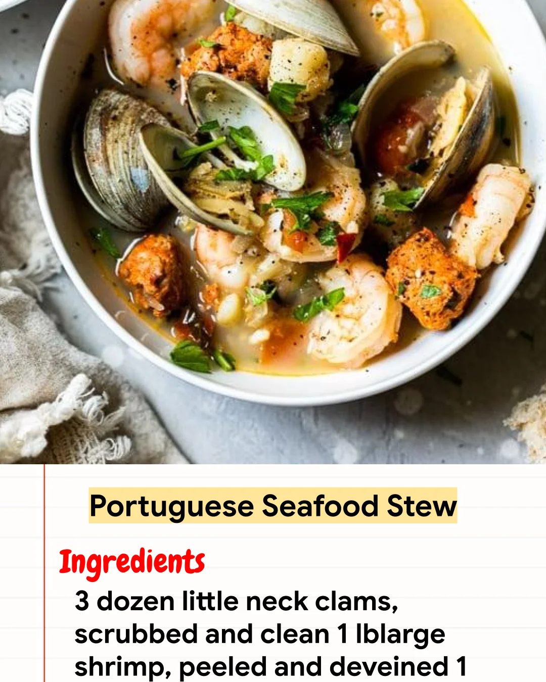 High protein Recipe Portuguese Seafood Stew