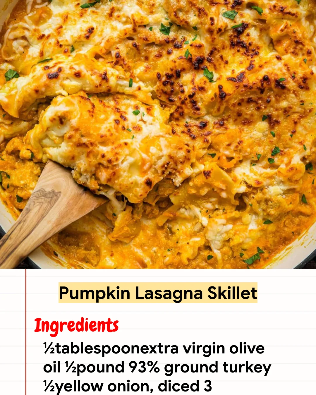 High protein Recipe Pumpkin Lasagna Skillet