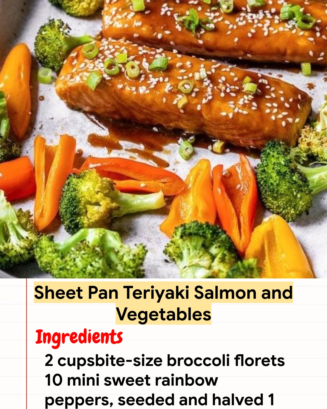 High protein Recipe Sheet Pan Teriyaki Salmon and Vegetables