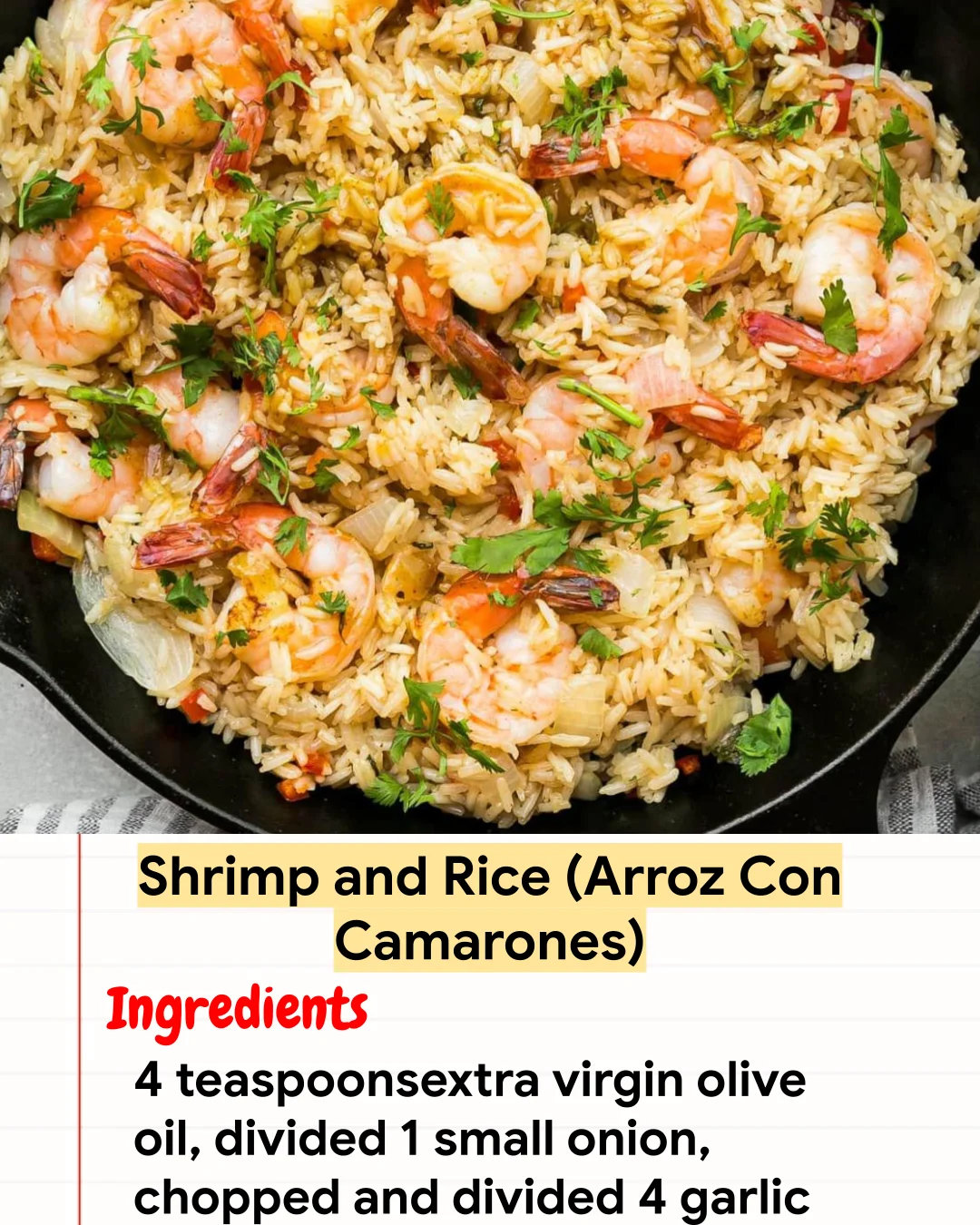 High protein Recipe Shrimp and Rice (Arroz Con Camarones)