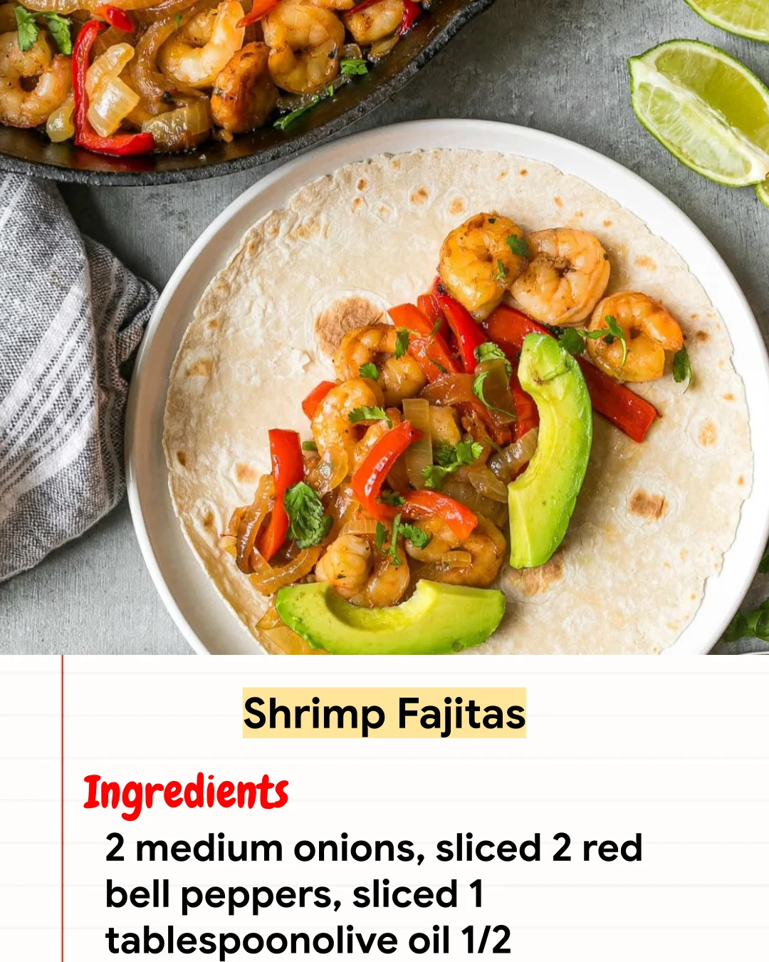 High protein Recipe Shrimp Fajitas